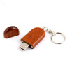 USB-Flash накопитель - брелок в деревянном корпусе овальной формы с металл. кольцом, модель Wood1, объем памяти 16 Gb, красно-коричневый лак
