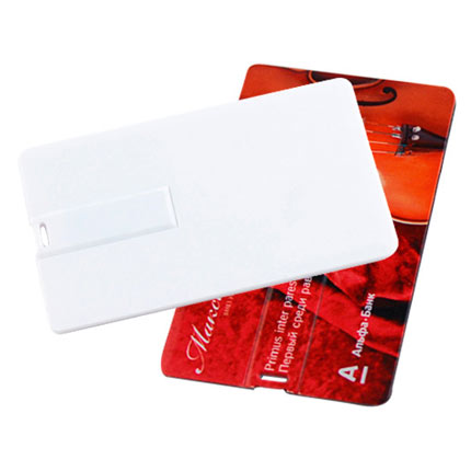 USB-Flash накопитель (флешка) "Canvas" в виде кредитной карты, возможно полноцветное нанесение с двух сторон, 16 Gb, белый