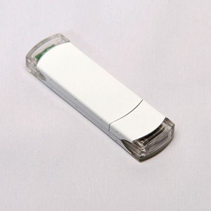 USB-Flash накопитель (флешка) из алюминия с прозрачными пластиковыми вставками, модель 014, объем памяти 16 Gb, цвет белый