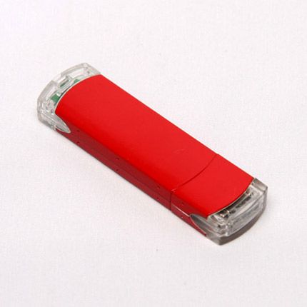 USB-Flash накопитель (флешка) из алюминия с прозрачными пластиковыми вставками, модель 014, объем памяти 16 Gb, цвет красный