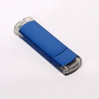 USB-Flash накопитель (флешка) из алюминия с прозрачными пластиковыми вставками, модель 014, объем памяти 16 Gb, цвет синий