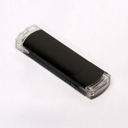USB-Flash накопитель (флешка) из алюминия с прозрачными пластиковыми вставками, модель 014, объем памяти 16 Gb, цвет чёрный