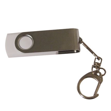 USB-Flash накопитель - брелок (флешка) в металлическом корпусе с пластиковыми вставками, модель 030, объем памяти 16 Gb, цвет белый