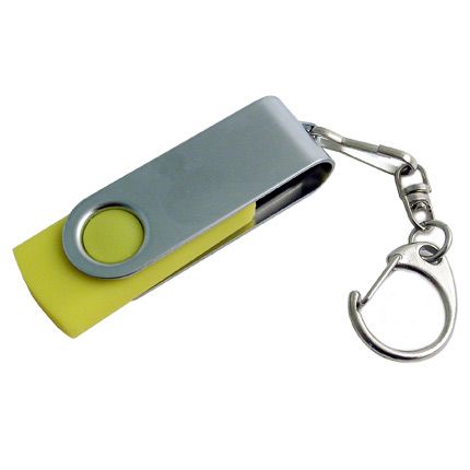 USB-Flash накопитель - брелок (флешка) в металлическом корпусе с пластиковыми вставками, модель 030, объем памяти 16 Gb, цвет желтый
