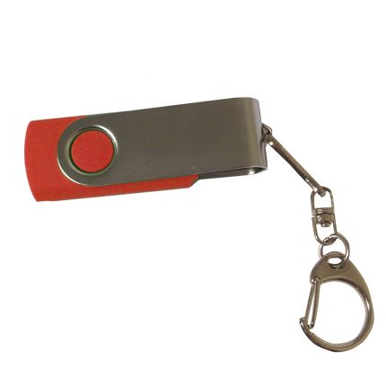 USB-Flash накопитель - брелок (флешка) в металлическом корпусе с пластиковыми вставками, модель 030, объем памяти 16 Gb, цвет красный