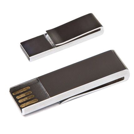 USB-Flash накопитель (флешка) в виде зажима для купюр в металлическом корпусе, модель Money-Keeper, объем памяти 16 Gb, цвет серебристый