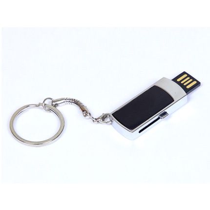 USB-Flash накопитель - брелок (флешка) с выдвижным мини чипом, модель 401, объем памяти 16 Gb, цвет чёрный