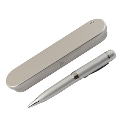 USB-Flash накопитель (флешка) "LASER PEN" с ручкой и лазерной указкой, 32 Gb, серебристый, в металлическом подарочном футляре