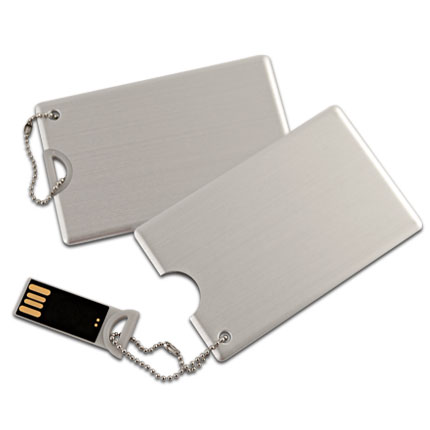 USB-Flash накопитель (флешка) "Silver Card" в виде металлической кредитной карты, в подарочной коробке, 32 Gb, серебряный цвет