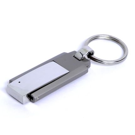 USB-Flash накопитель - брелок (флешка) с кольцом в металлическом корпусе, модель 233, объем памяти 32 Gb, цвет серебристый