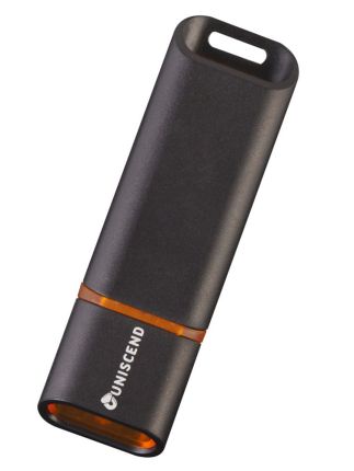 Флешка Uniscend Slalom 3.0, черная с оранжевым, 16 Гб