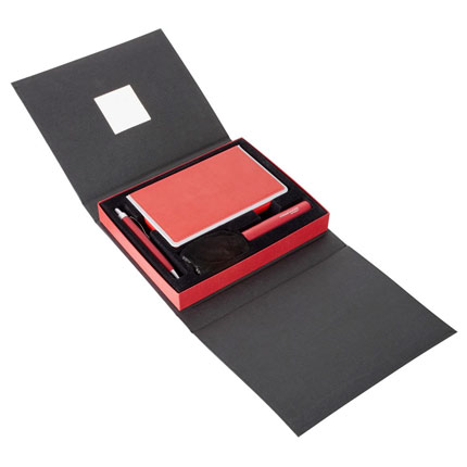 Набор Plus: аккумулятор 3000 mAh, ежедневник и ручка, цвет красный