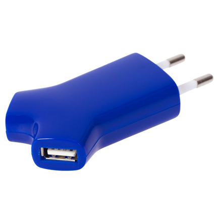 Сетевое зарядное устройство с двумя USB-выходами, цвет корпуса синий