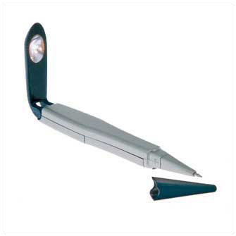 Ручка-фонарик, корпус серый, колпачок и клип - синего цвета
