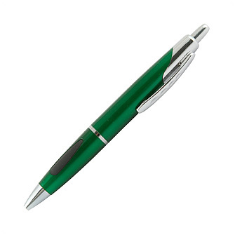 Ручка шариковая пластиковая с металлическим клипом, зеленая