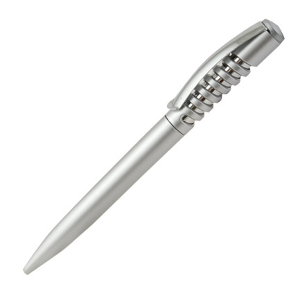 Ручка шариковая пластиковая "Джая", нажимной механизм, с металлическим клипом, корпус серебристый