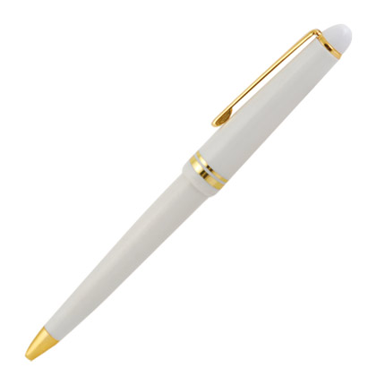 Ручка шариковая пластиковая "Бангера", нажимной механизм, с металлическим золотистым клипом и наконечником, корпус белый