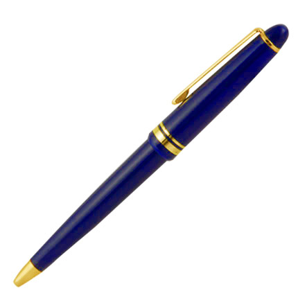Ручка шариковая пластиковая "Бангера", нажимной механизм, с металлическим золотистым клипом и наконечником, корпус синий