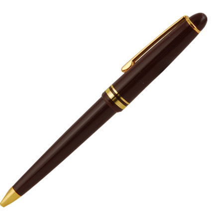 Ручка шариковая пластиковая "Бангера", нажимной механизм, с металлическим золотистым клипом и наконечником, корпус бордовый