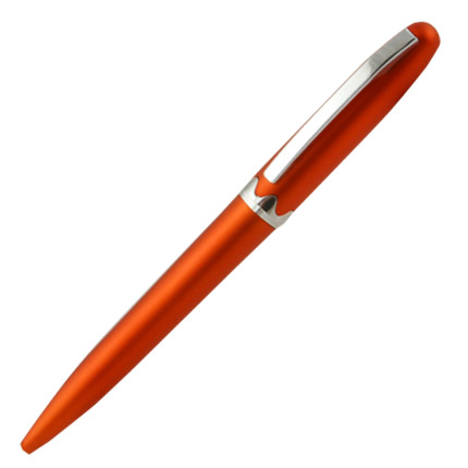 Ручка шариковая пластиковая "Анхель", поворотный механизм, металлический клип и волнистое кольцо хромированные, корпус оранжевый