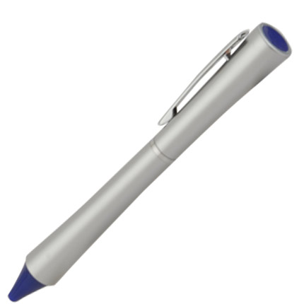Ручка шариковая пластиковая "Науру", поворотный механизм, металлический клип и кольцо хромированные, корпус серый, наконечник синий