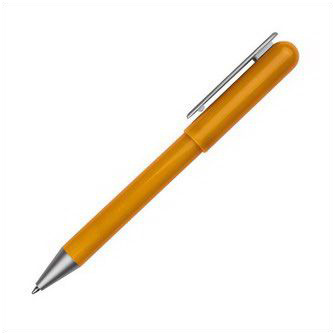 Ручка из пластика, клип и наконечник серебристого цвета, корпус оранжевый