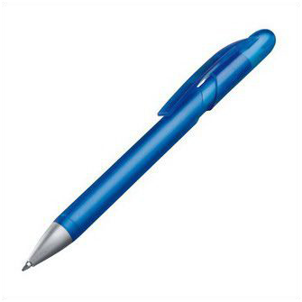 Ручка из пластика наконечник серебристый, полупрозрачный голубой корпус