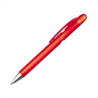 Ручка из пластика наконечник серебристый, полупрозрачный красный корпус