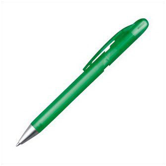Ручка из пластика наконечник серебристый, полупрозрачный зеленый корпус
