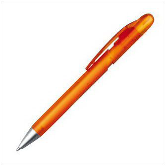 Ручка из пластика наконечник серебристый, полупрозрачный оранжевый корпус