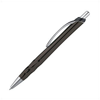 Ручка пластиковая с волнистыми бороздками и металлическим клипом, черная