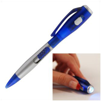 Ручка пластиковая с фонариком, голубая