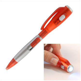 Ручка пластиковая с фонариком, красная