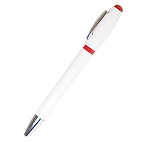 Ручка шариковая пластиковая "Винто", белый корпус, клип и наконечник хромированные, красная