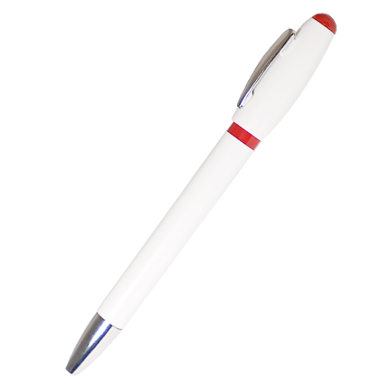 Ручка шариковая пластиковая "Винто", белый корпус, клип и наконечник хромированные, красная