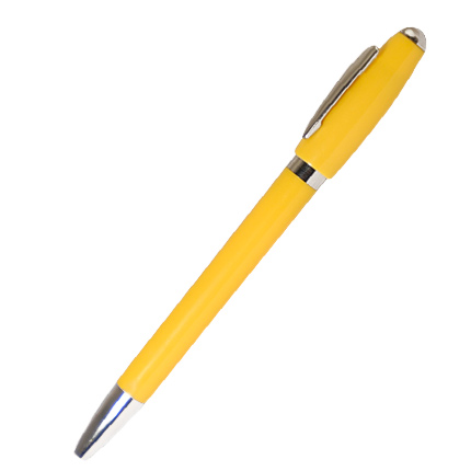 Ручка шариковая пластиковая "Онда", цветной корпус, желтая