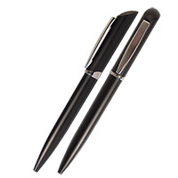 Ручка шариковая пластиковая "Писко", цветной корпус, клип и наконечник хромированные, черная