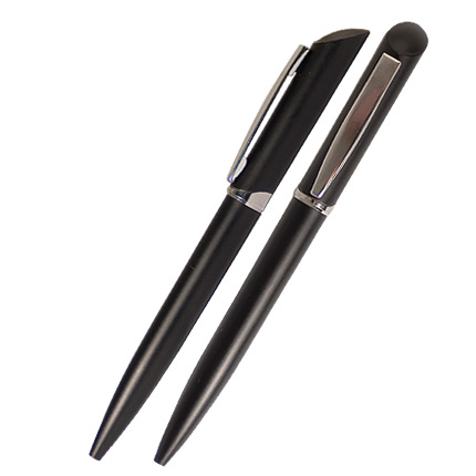 Ручка шариковая пластиковая "Писко", цветной корпус, клип и наконечник хромированные, черная
