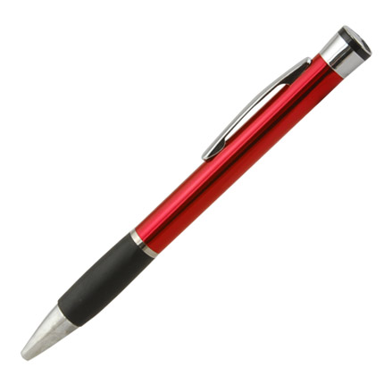 Ручка металлическая шариковая "Винсон" с поворотным механизмом, клип и наконечники хромированные, резинка чёрная, корпус красный