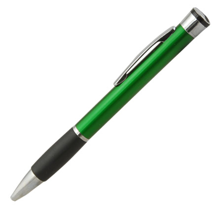 Ручка металлическая шариковая "Винсон" с поворотным механизмом, клип и наконечники хромированные, резинка чёрная, корпус зеленый