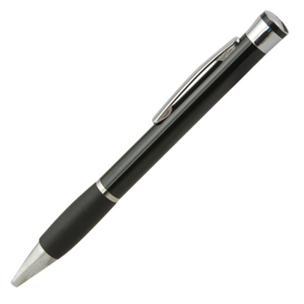 Ручка металлическая шариковая "Винсон" с поворотным механизмом, клип и наконечники хромированные, резинка чёрная, корпус чёрный