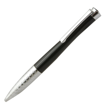Ручка металлическая шариковая "Йорк" с поворотным механизмом, клип и наконечник хромированные, корпус чёрный