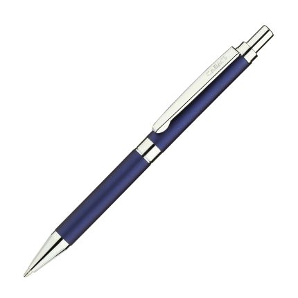 Металлическая шариковая ручка бренд "Салiасъ" коллекция "Гдов", нажимной механизм, цвет матовый синий