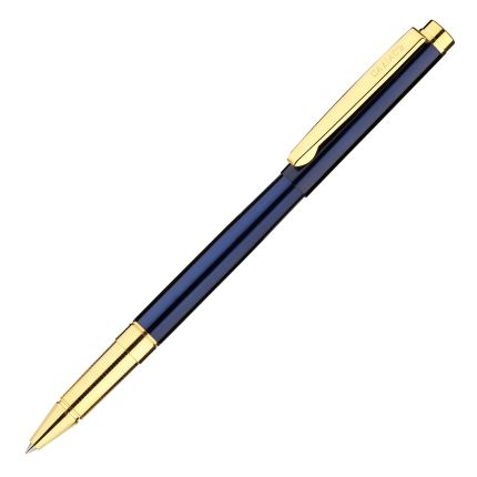 Ручка-роллер бренд "Салiасъ" коллекция "Гдов", со съёмным колпачком, латунь с золочением, цвет глянцевый тёмно-синий
