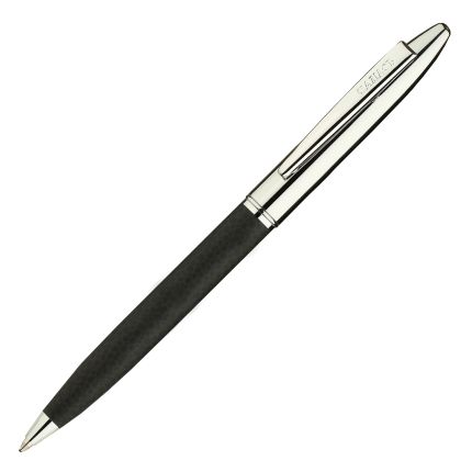 Шариковая ручка бренд "Салiасъ" коллекция "Новгород", поворотный механизм, латунь, черная кожа