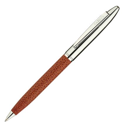 Шариковая ручка бренд "Салiасъ" коллекция "Новгород", поворотный механизм, латунь, коричневая кожа