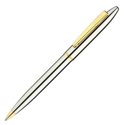 Шариковая ручка бренд "Салiасъ" коллекция "Новгород", латунь с хромированием и золочением