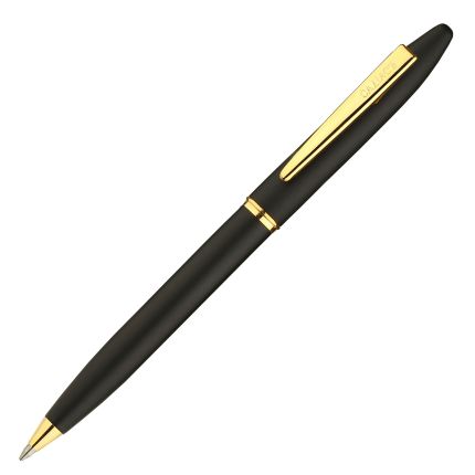 Шариковая ручка бренд "Салiасъ" коллекция "Новгород", поворотный механизм, латунь с золочением, цвет матовый чёрный