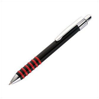 Металлическая ручка, корпус черный с резиновыми кольцами красного цвета