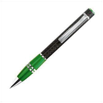 Металлическая ручка в подарочном футляре с имитацией карбона зеленая